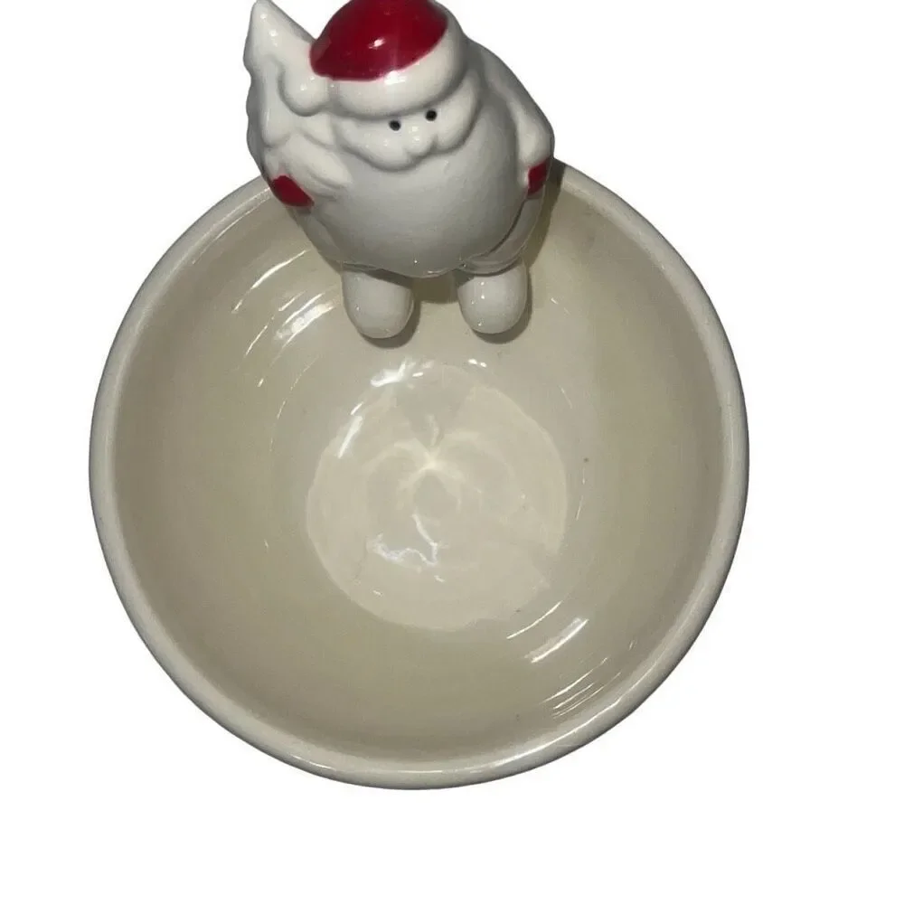 Mud Pie Ceramic Candy Dish 3D Santa Sits Ho Ho Ho Christmas Trinket Bowl Holiday